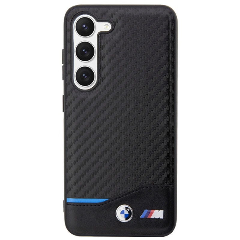 BMW BMHCS23M22NBCK Leather Carbon etui twarde na Samsung Galaxy S23+ (S916), czarne