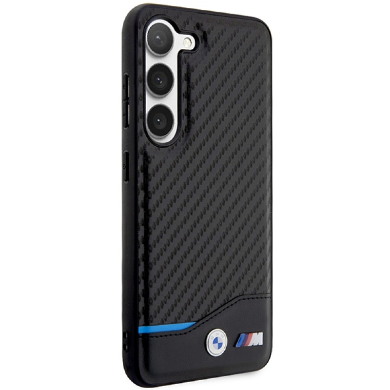 BMW BMHCS23M22NBCK Leather Carbon etui twarde na Samsung Galaxy S23+ (S916), czarne
