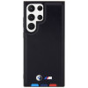 BMW BMHCS23L22PTDK Leather Stamp Tricolor etui twarde na Samsung Galaxy S23 Ultra (S918), czarny