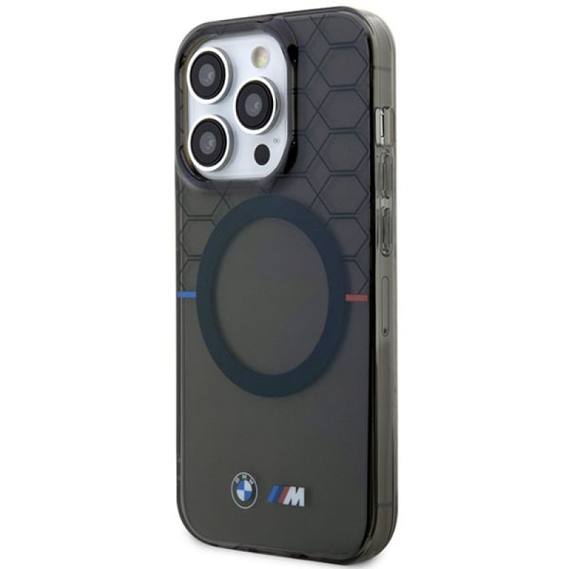 BMW BMHMP14LHGPK Pattern MagSafe etui twarde dla Apple iPhone 14 Pro, szary