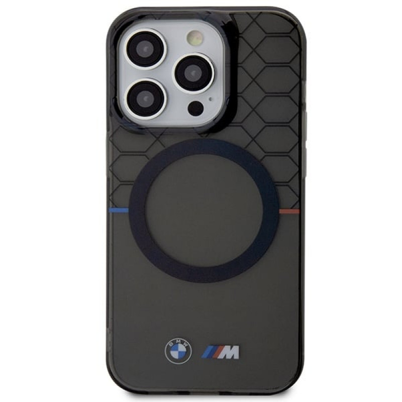 BMW BMHMP14LHGPK Pattern MagSafe etui twarde dla Apple iPhone 14 Pro, szary