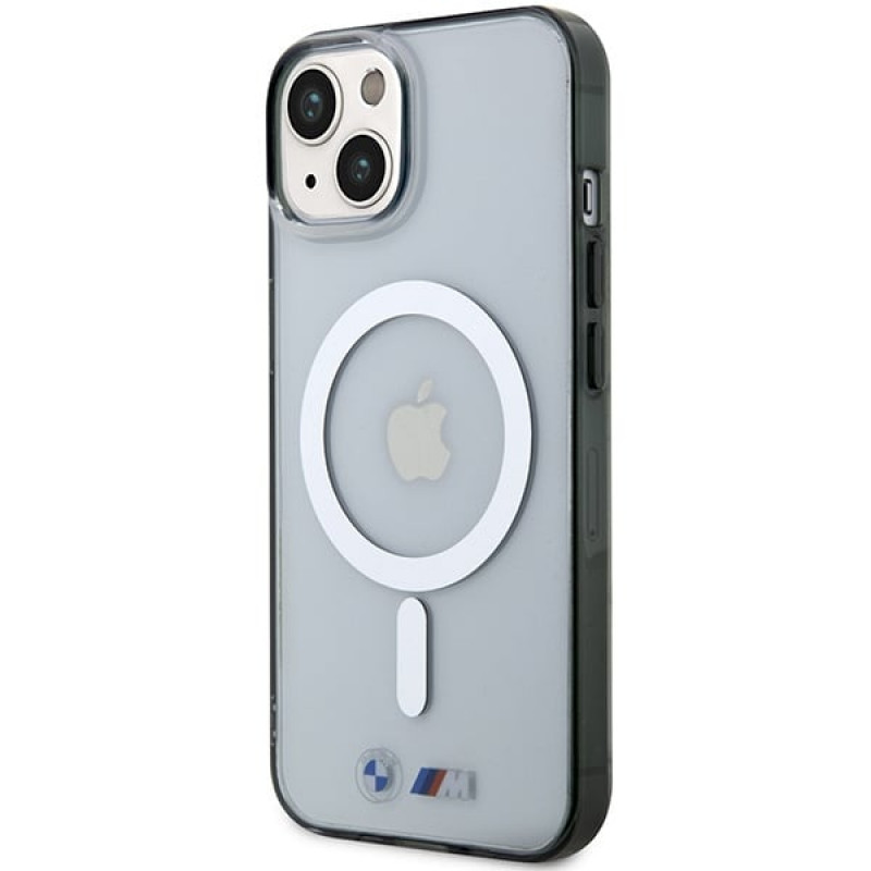 BMW BMHMP14MHCRS Silver Ring MagSafe etui twarde na Apple iPhone 14 Plus / 15 Plus, przezroczyste