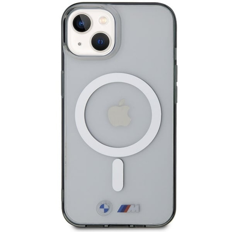 BMW BMHMP14MHCRS Silver Ring MagSafe etui twarde na Apple iPhone 14 Plus / 15 Plus, przezroczyste