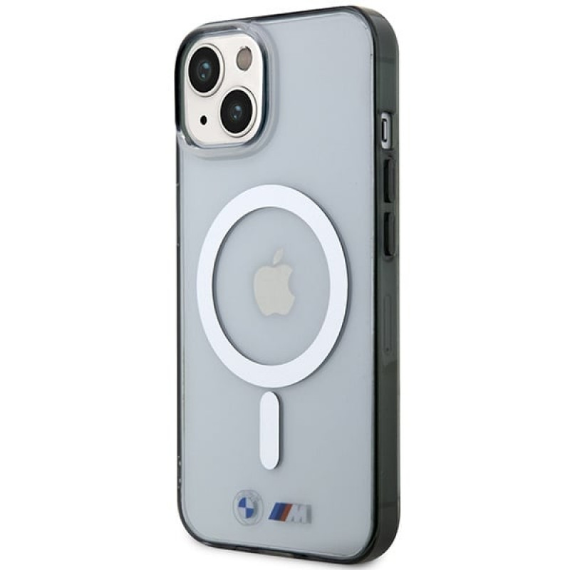 BMW BMHMP14SHCRS Silver Ring MagSafe etui twarde na Apple iPhone 14, przezroczyste