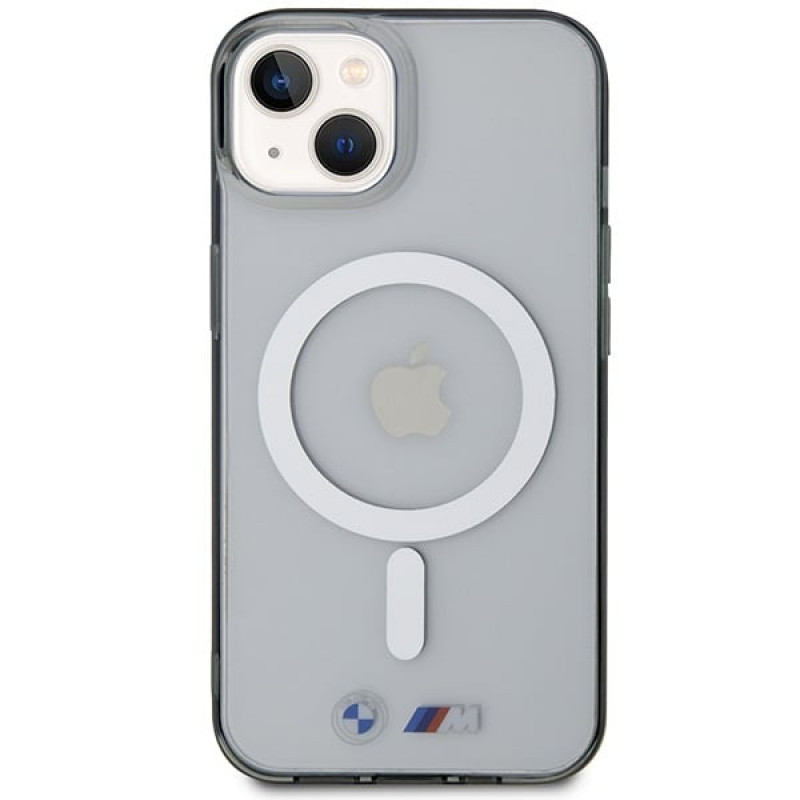 BMW BMHMP14SHCRS Silver Ring MagSafe etui twarde na Apple iPhone 14, przezroczyste