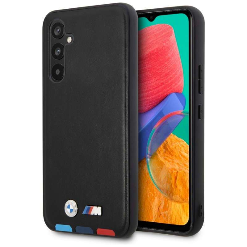 BMW BMHCSA5422PTDK Leather Stamp Tricolor etui twarde na Samsung Galaxy A54 (A546), czarne