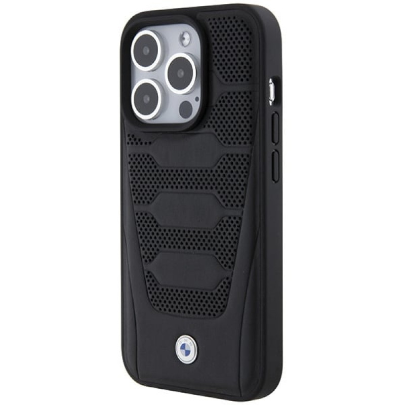 BMW BMHCP15X22RPSK Leather Seats Pattern etui twarde na Apple iPhone 15 Pro Max, czarny