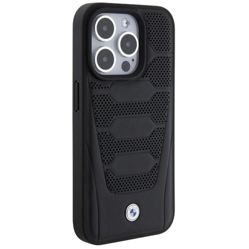 BMW BMHCP15X22RPSK Leather Seats Pattern etui twarde na Apple iPhone 15 Pro Max, czarny