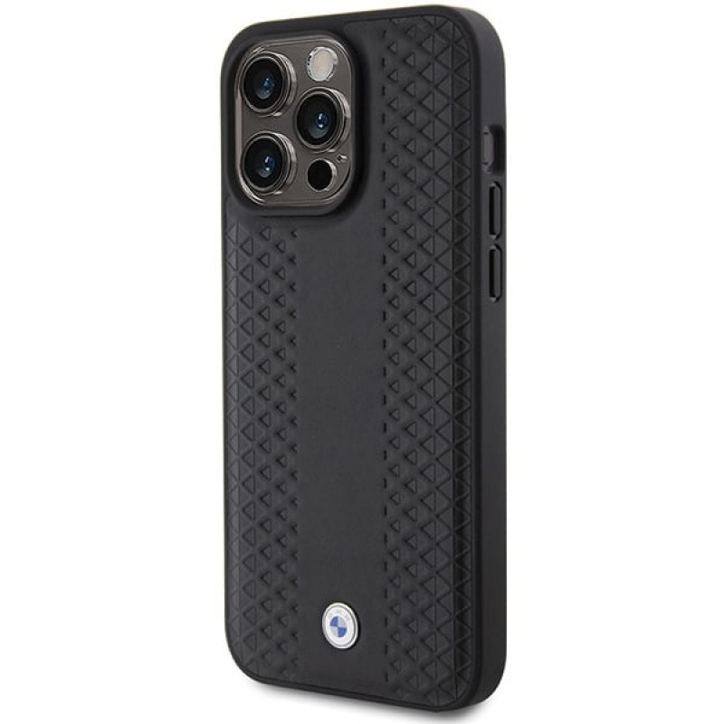 BMW BMHCP15L22RFGK etui Leather Diamond Pattern do Apple iPhone 15 Pro, czarne