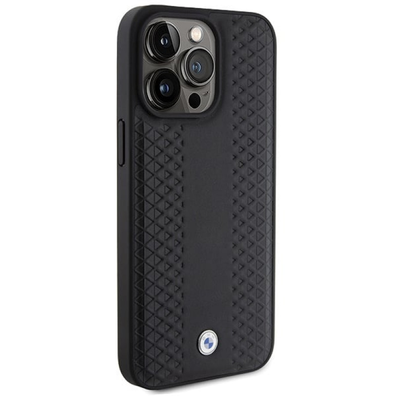 BMW BMHCP15L22RFGK etui Leather Diamond Pattern do Apple iPhone 15 Pro, czarne