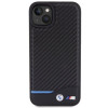 BMW BMHCP15M22NBCK Leather Carbon etui twarde na Apple iPhone 15 Plus / 14 Plus, czarny