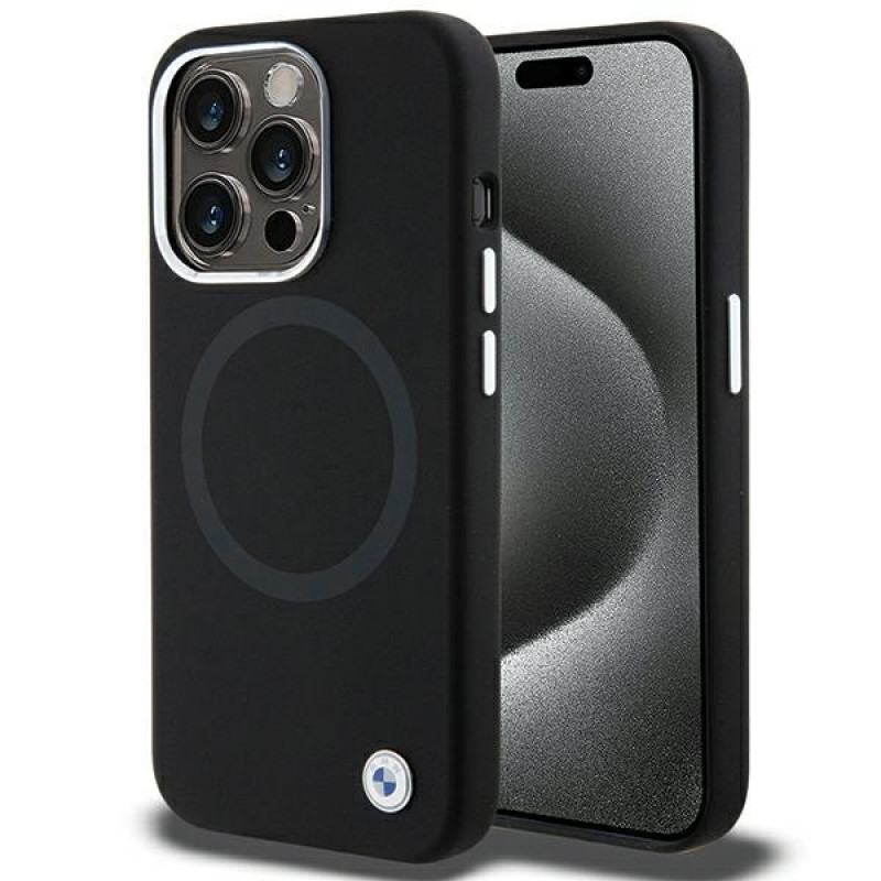 BMW BMHMP15XSILBK2 Signature Liquid Silicone MagSafe etui dla Apple iPhone 15 Pro Max, czarny