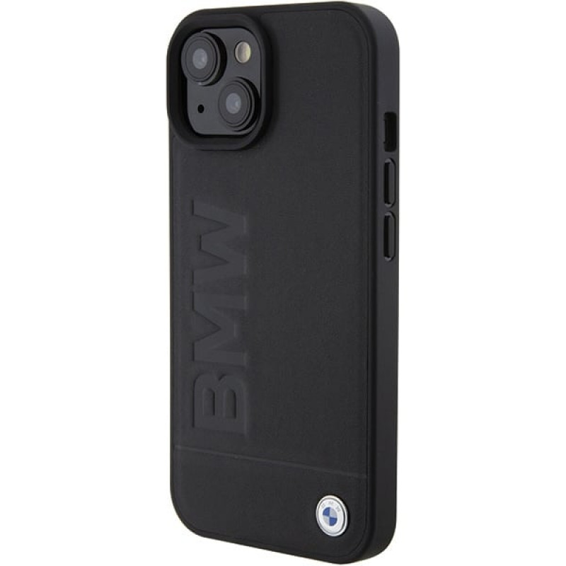 BMW BMHMP15MSLLBK Leather Hot Stamp MagSafe etui na Apple iPhone 15 Plus / 14 Plus, czarny