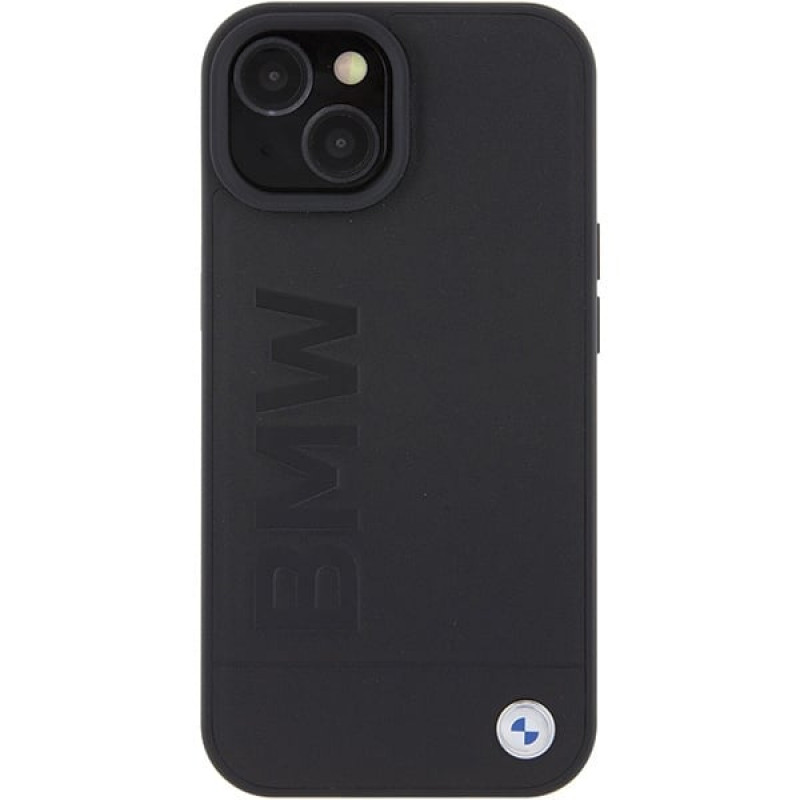 BMW BMHMP15MSLLBK Leather Hot Stamp MagSafe etui na Apple iPhone 15 Plus / 14 Plus, czarny