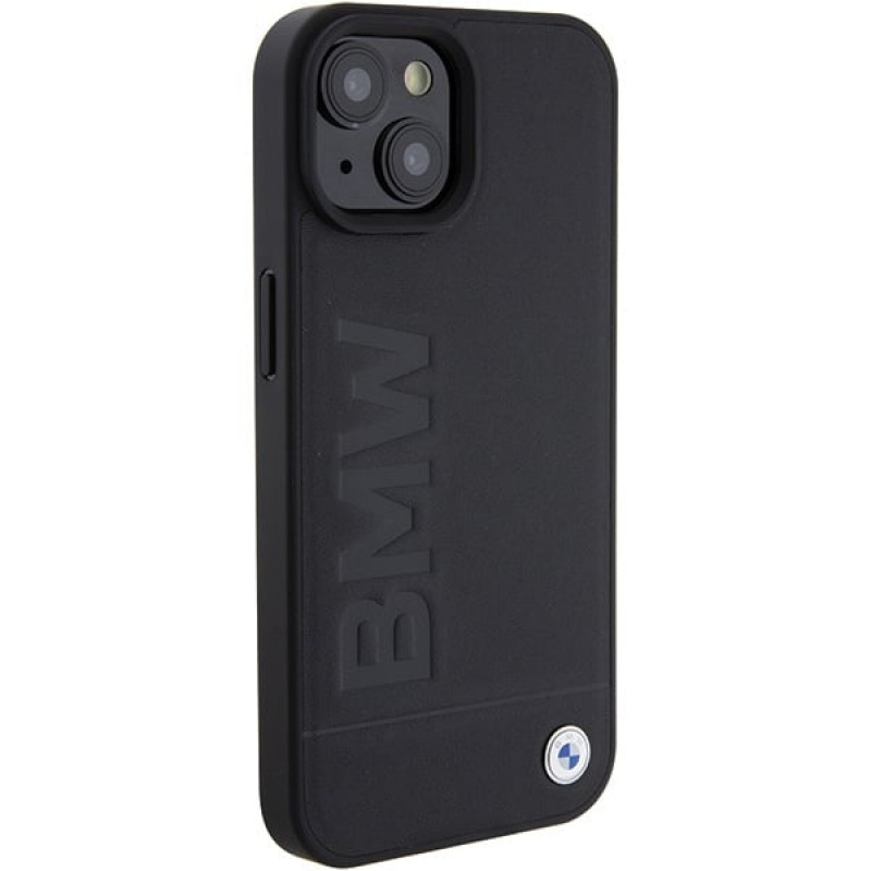 BMW BMHMP15MSLLBK Leather Hot Stamp MagSafe etui na Apple iPhone 15 Plus / 14 Plus, czarny