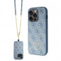 Guess GUHCP15LP4TDSCPB Crossbody 4G Metal Logo etui twarde na Apple iPhone 15 Pro, niebieskie