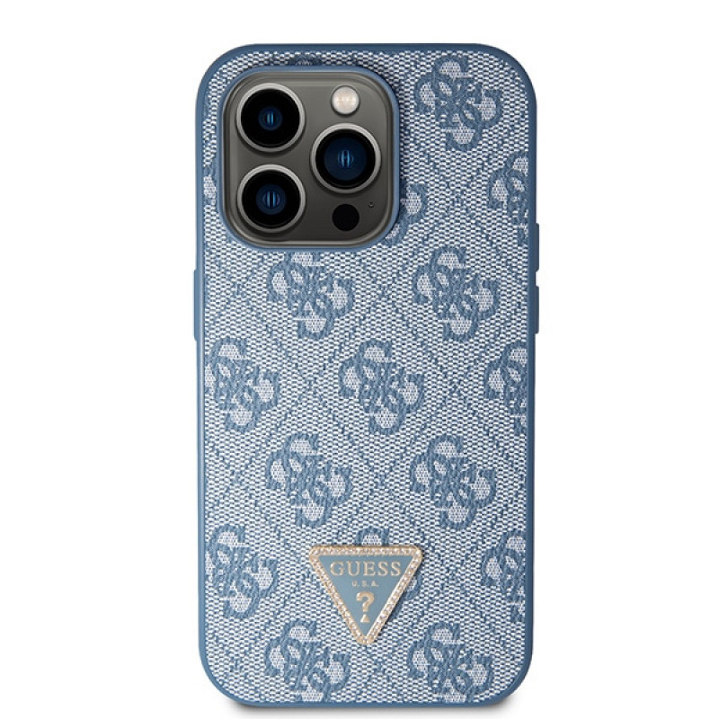 Guess GUHCP15LP4TDSCPB Crossbody 4G Metal Logo etui twarde na Apple iPhone 15 Pro, niebieskie