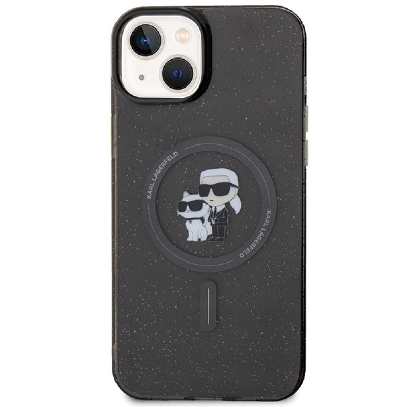 Karl Lagerfeld KLHMP15SHGKCNOK Karl&Choupette Glitter MagSafe etui twarde na Apple iPhone 15, czarny