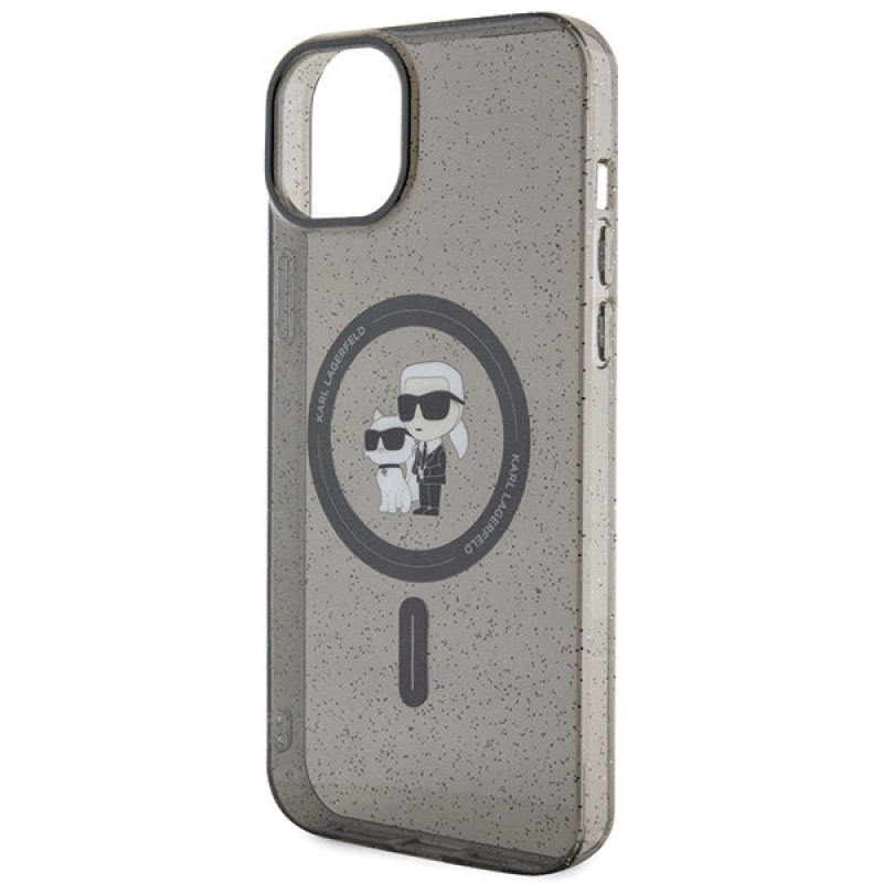 Karl Lagerfeld KLHMP15SHGKCNOK Karl&Choupette Glitter MagSafe etui twarde na Apple iPhone 15, czarny