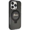 Guess GUHMP15XHRSGSK Ring Stand Script Glitter MagSafe etui twarde na Apple iPhone 15 Pro Max, czarny