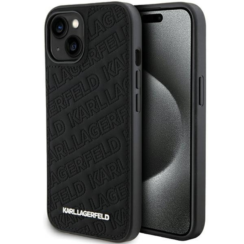 Karl Lagerfeld KLHCP15SPQKPMK Quilted K Pattern etui twarde dla Apple iPhone 15, czarny