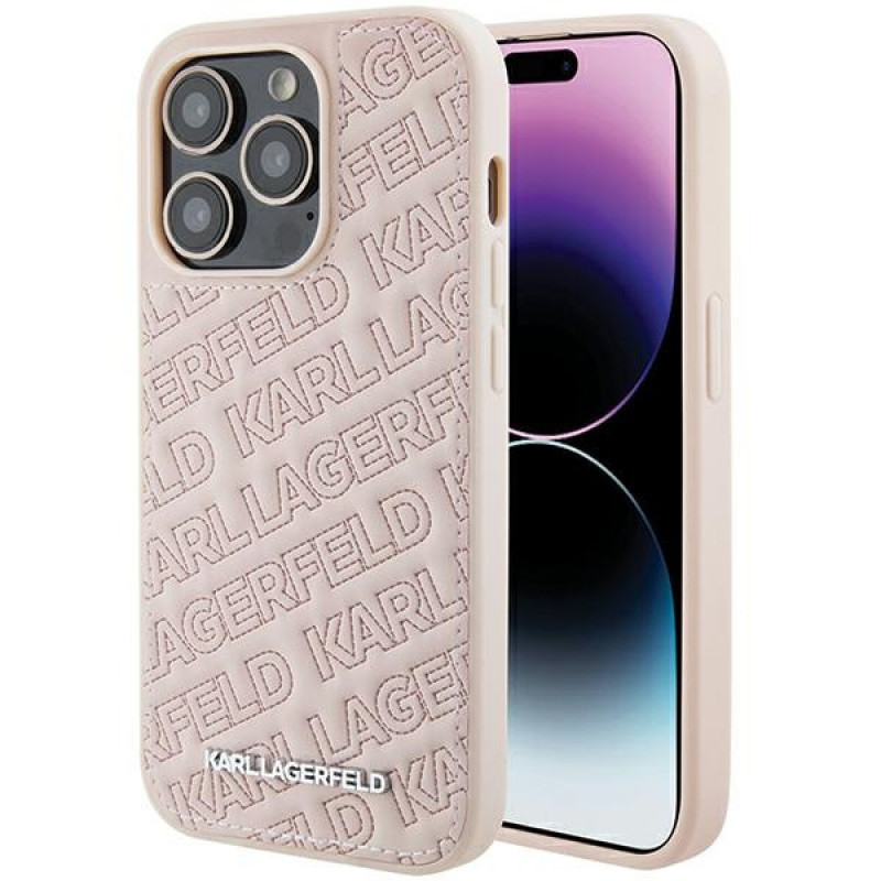 Karl Lagerfeld KLHCP15XPQKPMP Quilted K Pattern Hardcase do Apple iPhone 15 Pro Max, różowy