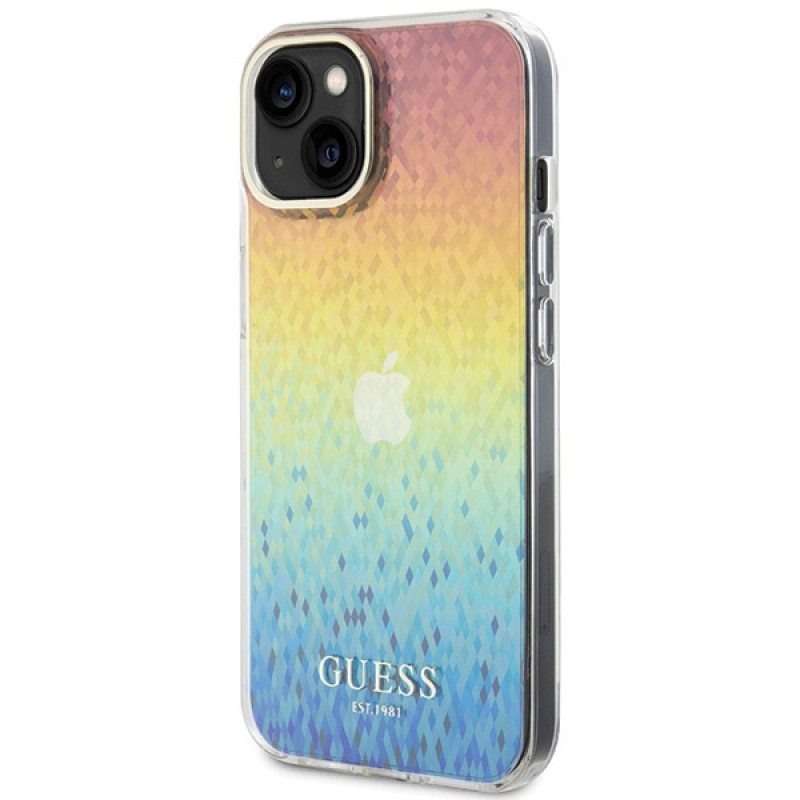 Guess GUHCP15SHDECMI IML Faceted Mirror Disco Iridescent twarde etui na Apple iPhone 15, wielokolorowe