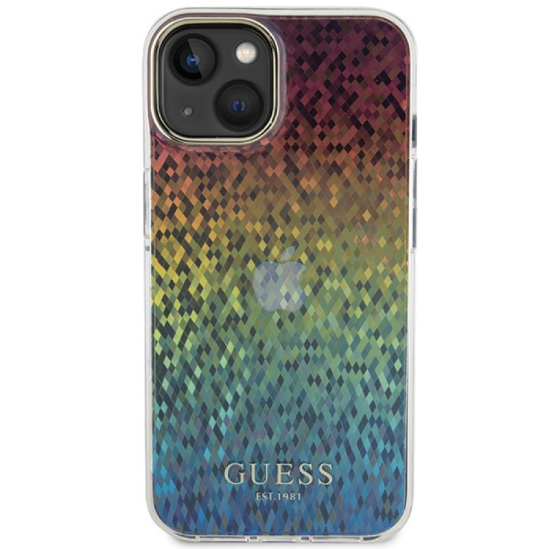Guess GUHCP15SHDECMI IML Faceted Mirror Disco Iridescent twarde etui na Apple iPhone 15, wielokolorowe