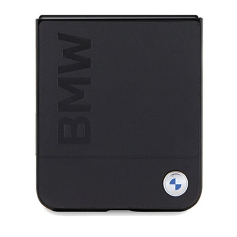 BMW BMHCZF5SLLBK Leather Hot Stamp Hardcase do Samsung Galaxy Z Flip5, czarny