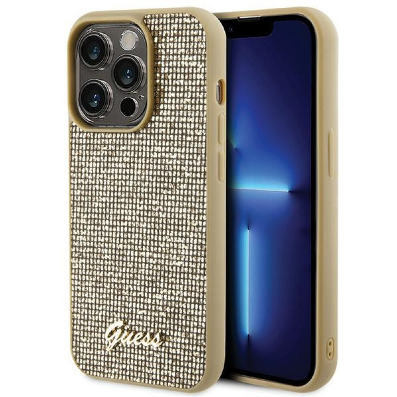 Guess GUHCP15LPMSDGSD Disco Metal Script Hardcase do Apple iPhone 15 Pro, Gold