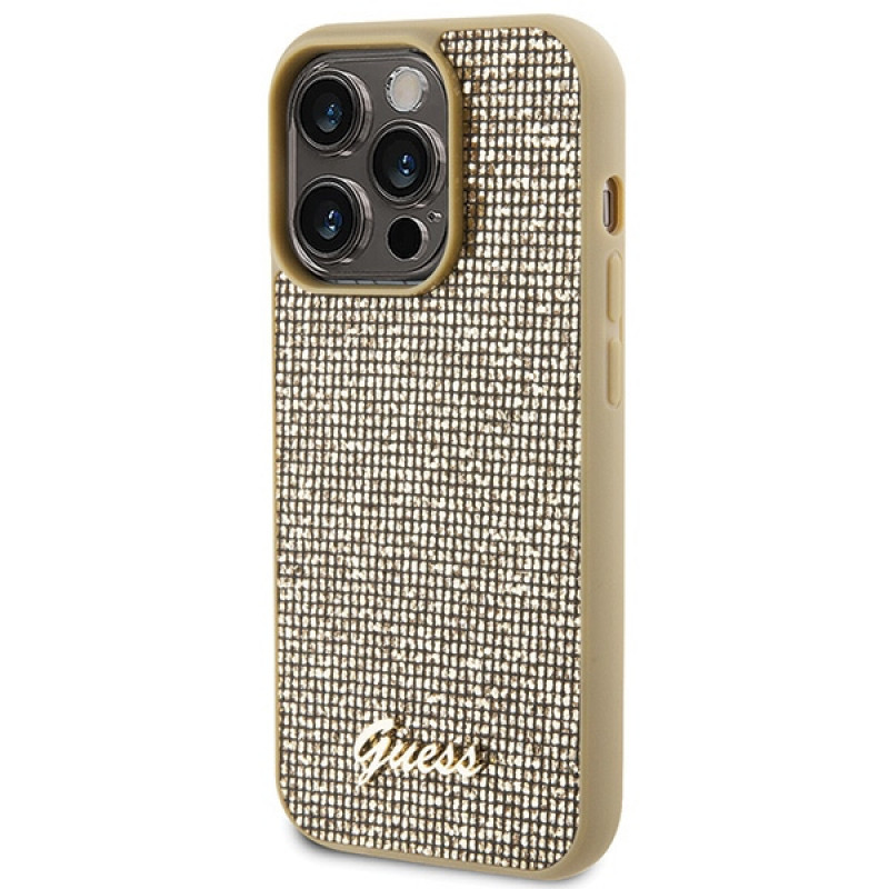 Guess GUHCP15LPMSDGSD Disco Metal Script Hardcase do Apple iPhone 15 Pro, Gold