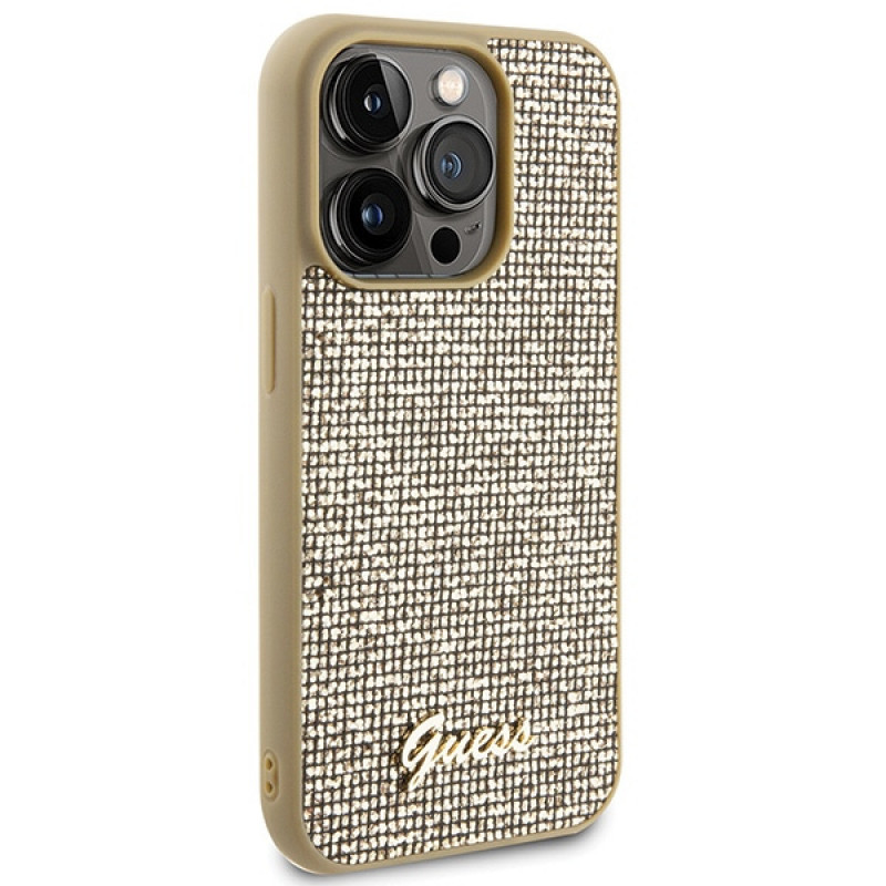 Guess GUHCP15LPMSDGSD Disco Metal Script Hardcase do Apple iPhone 15 Pro, Gold