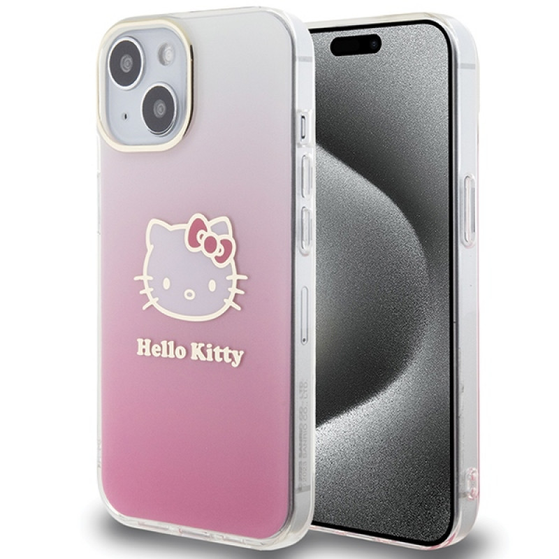 Hello Kitty HKHCP15SHDGKEP IML Gradient Electrop Kitty Head etui twarde na Apple iPhone 15 6.1", różowe