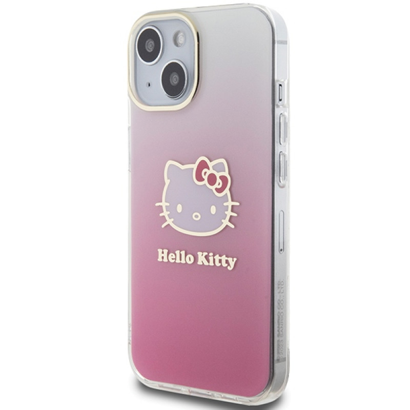 Hello Kitty HKHCP15SHDGKEP IML Gradient Electrop Kitty Head etui twarde na Apple iPhone 15 6.1", różowe