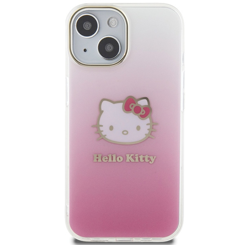 Hello Kitty HKHCP15SHDGKEP IML Gradient Electrop Kitty Head etui twarde na Apple iPhone 15 6.1", różowe