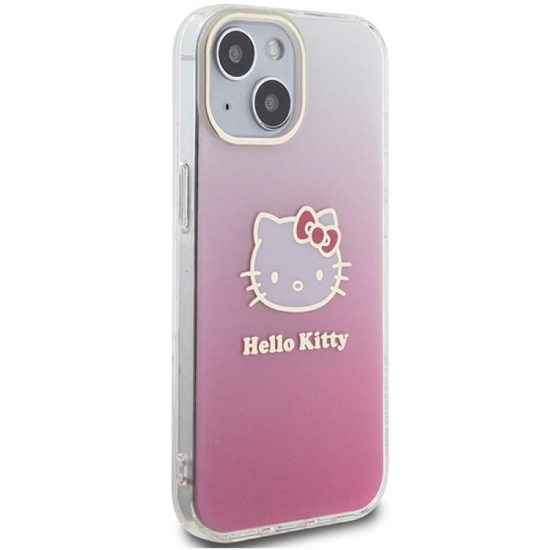 Hello Kitty HKHCP15SHDGKEP IML Gradient Electrop Kitty Head etui twarde na Apple iPhone 15 6.1", różowe