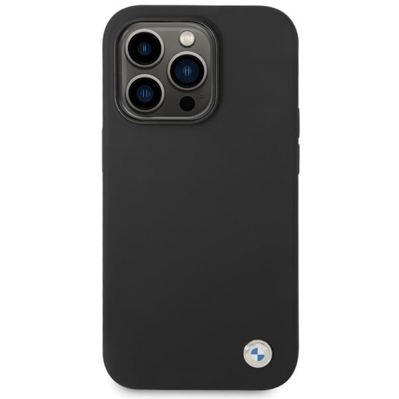 BMW BMHCP15LSILBK Apple iPhone 15 Pro etui silikonowe z metalowym logo, czarne