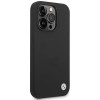 BMW BMHCP15LSILBK Apple iPhone 15 Pro etui silikonowe z metalowym logo, czarne