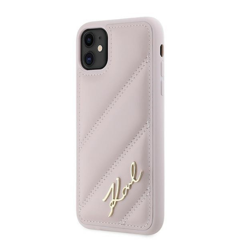 Karl Lagerfeld KLHCN61PQDSMGP Apple iPhone 11 / XR etui twarde Diagonal Quilted Script, różowy