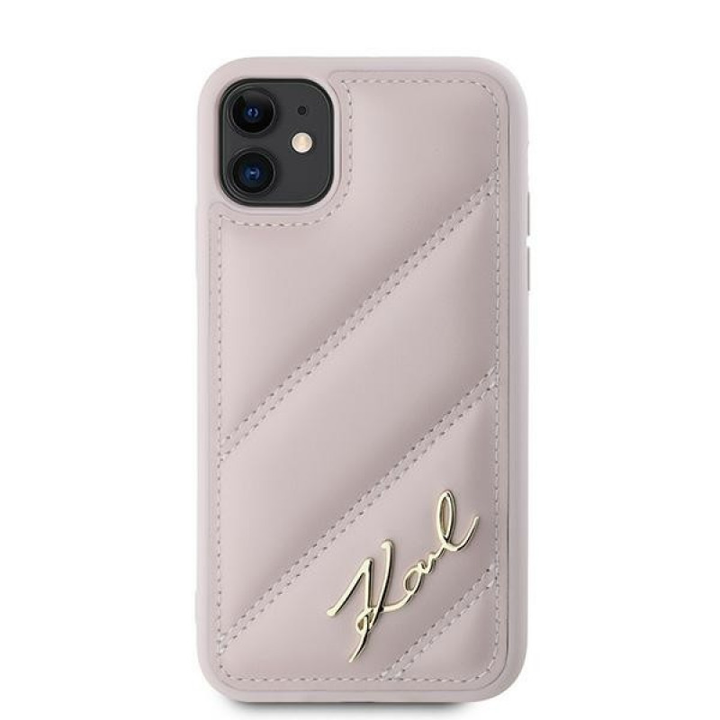 Karl Lagerfeld KLHCN61PQDSMGP Apple iPhone 11 / XR etui twarde Diagonal Quilted Script, różowy