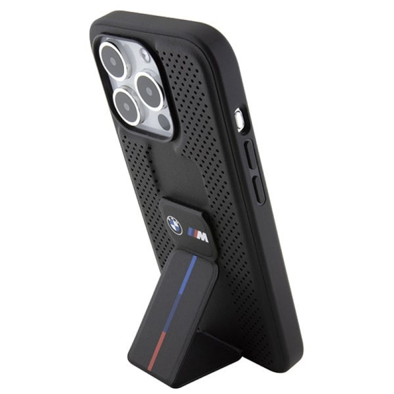 BMW BMHCP15LGSPPRK Apple iPhone 15 Pro etui twarde Grip Stand Smooth & Perforated, czarny