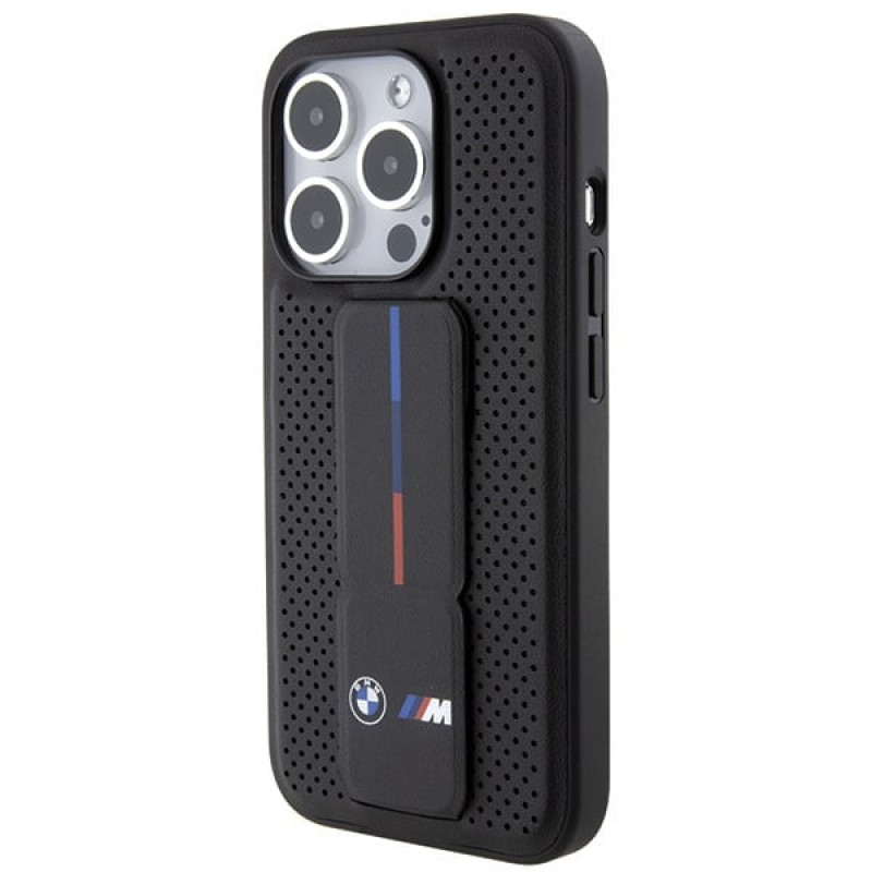 BMW BMHCP15LGSPPRK Apple iPhone 15 Pro etui twarde Grip Stand Smooth & Perforated, czarny