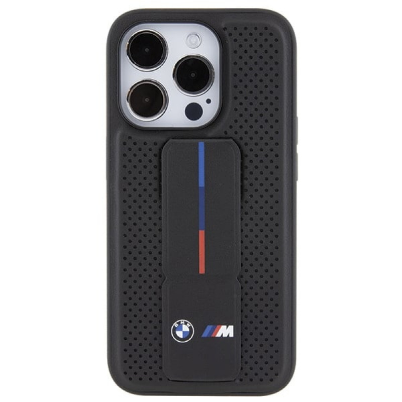 BMW BMHCP15LGSPPRK Apple iPhone 15 Pro etui twarde Grip Stand Smooth & Perforated, czarny