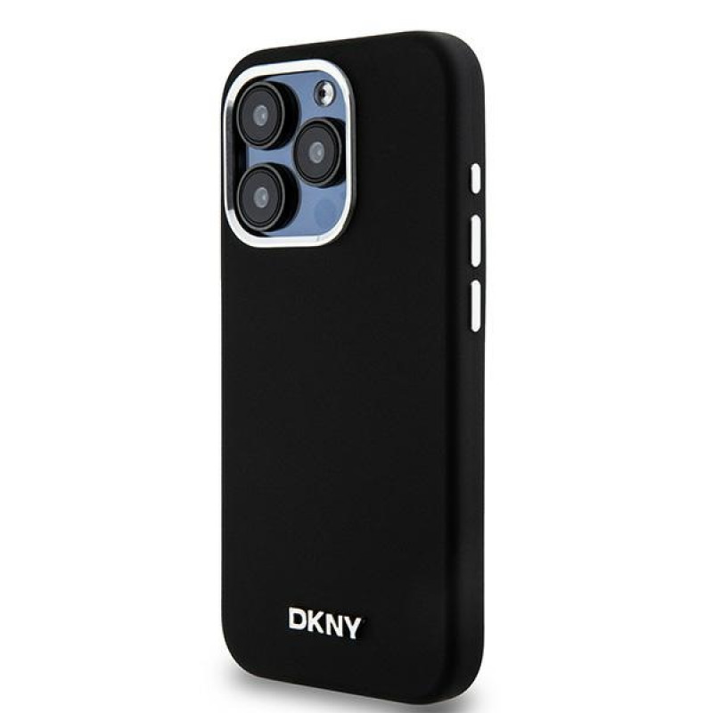 DKNY Apple iPhone 15 Pro etui twarde Liquid Silicone Small Metal Logo MagSafe, czarny