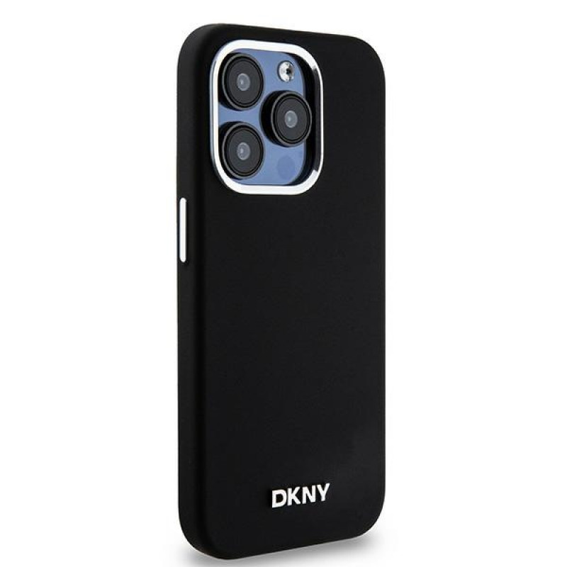 DKNY Apple iPhone 15 Pro etui twarde Liquid Silicone Small Metal Logo MagSafe, czarny