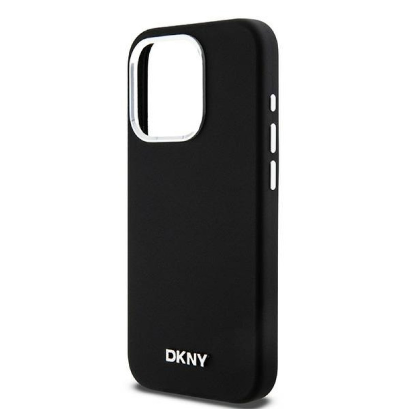DKNY Apple iPhone 15 Pro etui twarde Liquid Silicone Small Metal Logo MagSafe, czarny