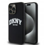 DKNY Apple iPhone 15 Pro Max etui twarde Liquid Silicone White Printed Logo MagSafe, czarny
