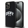 DKNY Apple iPhone 15 Pro Max etui twarde Liquid Silicone White Printed Logo MagSafe, czarny