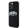 DKNY Apple iPhone 15 Pro Max etui twarde Liquid Silicone White Printed Logo MagSafe, czarny