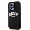 DKNY Apple iPhone 14 Pro etui twarde Liquid Silicone White Printed Logo MagSafe, czarny